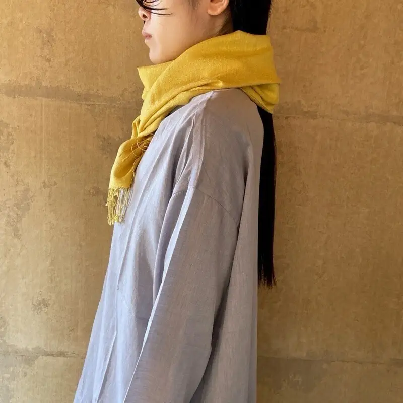 高田城址公園 蓮の葉染 シルクストール 手織り シルク