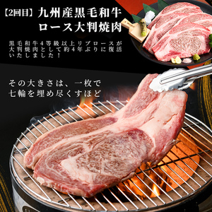 【定期便 全2回】国産 黒毛和牛2種お楽しみ定期便(計1.9kg) 国産 黒毛和牛 切り落とし 4等級 以上 九州産 ロース 大判 焼肉 和牛 牛 牛肉 焼き肉 冷凍 小分け 訳あり 定期便 頒布会 t0030-032