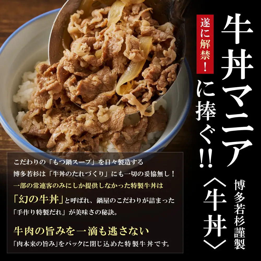 Z61-101 もつ鍋屋のこだわり牛丼160g(5P) 牛丼