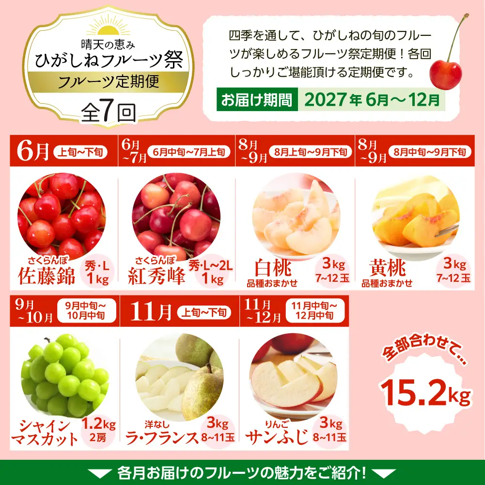 2027年産 全7回 定期便 ひがしねフルーツ祭 フルーツ 定期便