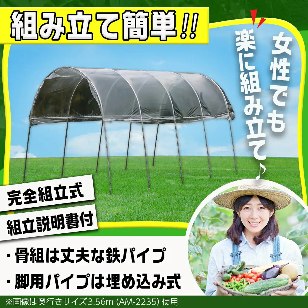 雨よけハウス【2畝用】〈AM-2294〉〔DI-J401〕_(都城市) 雨よけハウス 敏感 夏物野菜を守る 収穫を確保 夏野菜 組立簡単 完全組立式 障害や病気対策 30株 2畝用