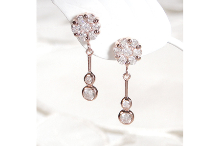 ピアス K18PG ピンクゴールド ダイヤモンド 【0.9ct】フラワー 花 揺れるピアス 振り子 スタッドピアス【f232-k18pg】