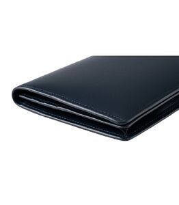 キプリス本革製ボックスカーフ通しマチ長財布（小銭入れ無し）　カラー：ネイビー 【kt026-009-2】