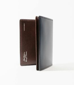 キプリス本革製コードバンｘシラサギレザー通しマチ名刺入れ　カラー：ネイビーｘダークブラウン 【kt026-013-3】