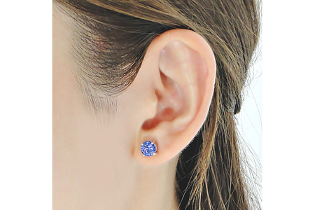 一粒ピアス プラチナ PT900 天然タンザナイト ラウンド 大粒 2.4ct スタッドピアス 【f221-pt】