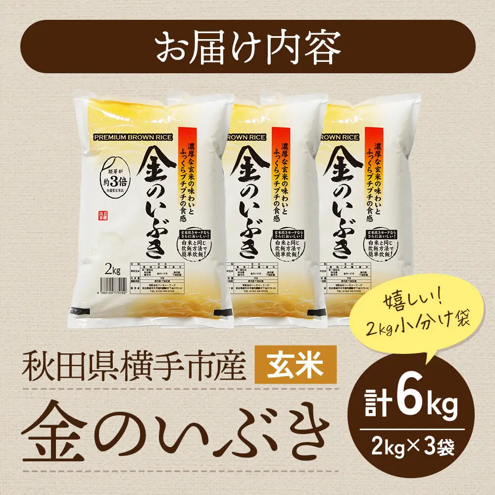 【玄米】令和7年産 金のいぶき 6kg（2kg×3袋）