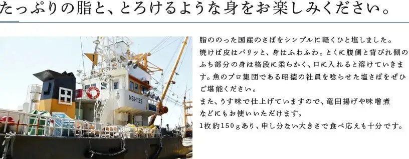 大きくて脂ののった国産塩さば 150g×10枚(合計1.5kg)