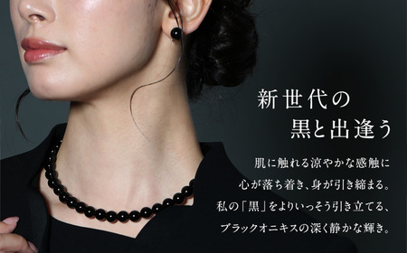 【7営業日以内に発送】オニキス ネックレス ピアス 2点セット 艶あり 10mm ／ アクセサリー ジュエリー スタッドピアス onyx