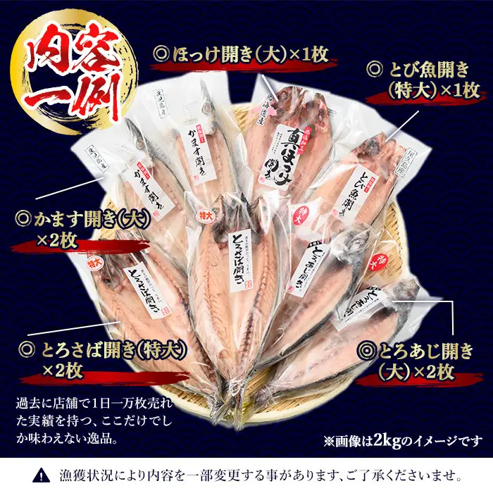 干物 大きめ 約2kg 詰め合わせ 干物【みのだ食品】No.406-A