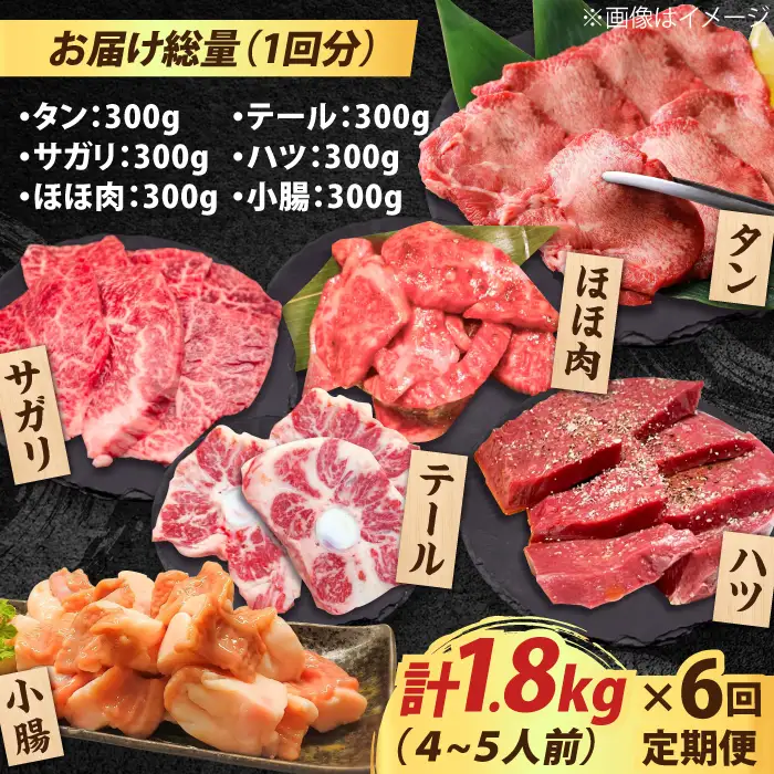 【全6回定期便】佐賀牛6種食べ比べ！ ホルモンバラエティセット 10.8kg 4-5人前  タン・小腸など 吉野ヶ里町/やきとり紋次郎[FCJ105]