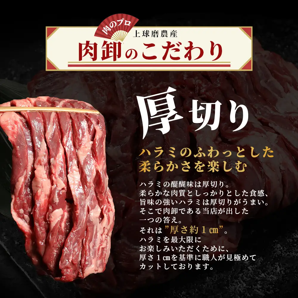 厚切り 牛 ハラミ ステーキ 1kg (500ｇ×2) 067-0671