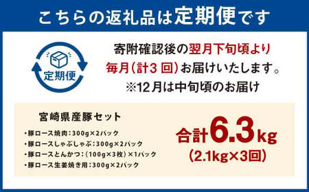 【3ヶ月定期便】＜宮崎県産豚セット（計2.1kg×3回）＞ お申込みの翌月下旬頃に第一回目発送（12月は中旬頃）【c1383_mc_x3】 豚肉 お肉 肉 新生活応援 卒業祝い 就職祝い 入学 卒業 お花見 引越し
