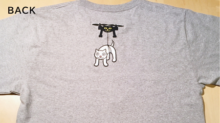 「 ギャラリーおたさく 」 おたさく Tシャツ ドローン 男女兼用 Mサイズ / グレー