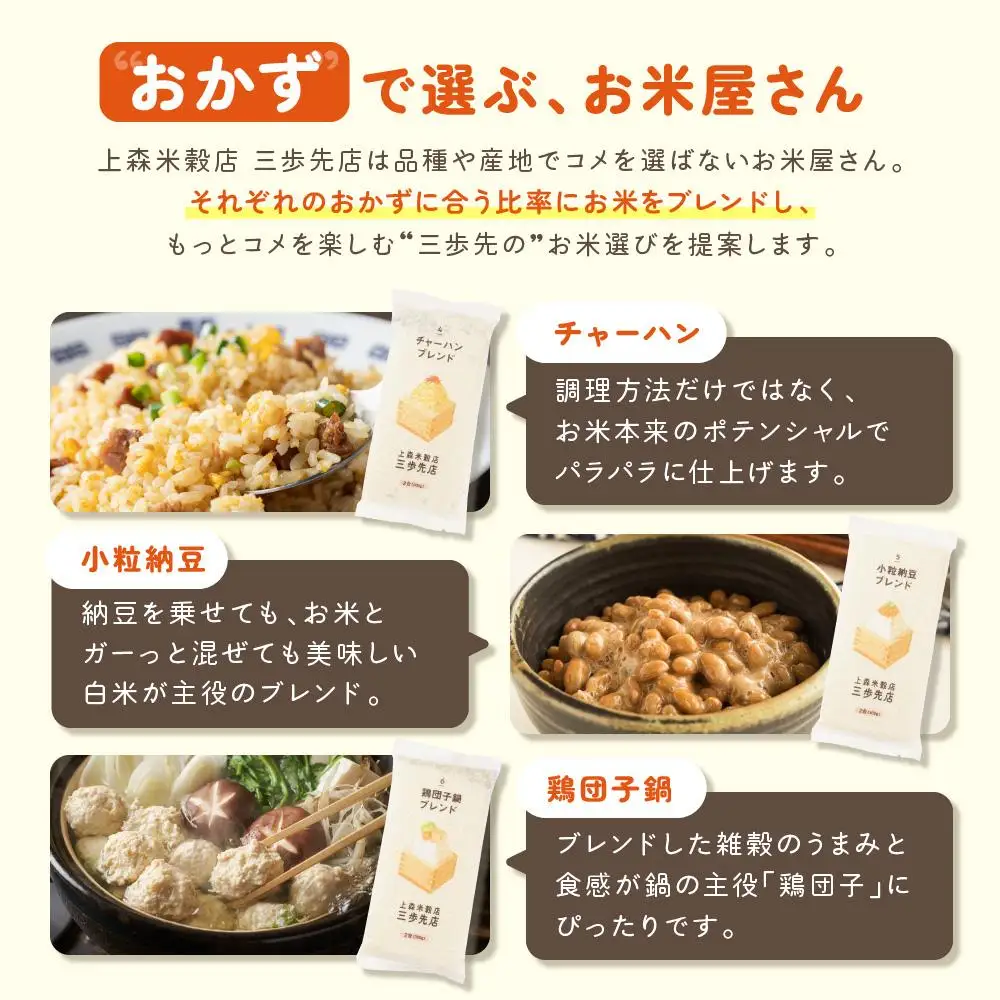 300ｇ3個ギフト B（チャーハン・小粒納豆・鶏団子鍋に合うブレンド米）【 精米 ご飯 ごはん 米 お米 旭川市ふるさと納税 北海道ふるさと納税 旭川市 北海道 真空パック 保存 備蓄米 】 _04351