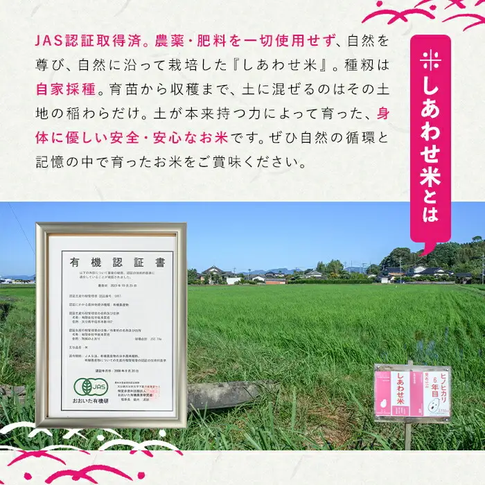 ＜先行予約受付中！2026年11月上旬以降順次発送予定＞＜令和8年産＞しあわせ米 精米 真空パック(計1.8kg・900g×2袋) お米 白米 常温 常温保存 小分け【101000800】【宇佐本百姓】