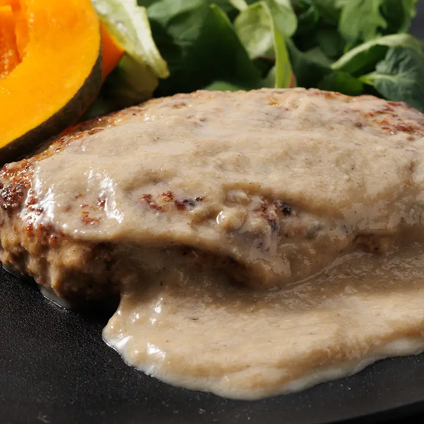 阿波黒牛と国産豚肉のPREMIUMハンバーグ-きのこクリームソース-4個入り-【配送不可地域：離島】【1560596】