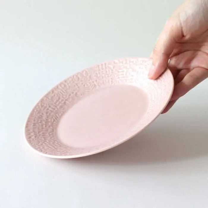 【波佐見焼】PATTERNED PLATE ペア 2色セット squall gray ＋ antique rose 【BIRDS’ WORDS】[CF065]