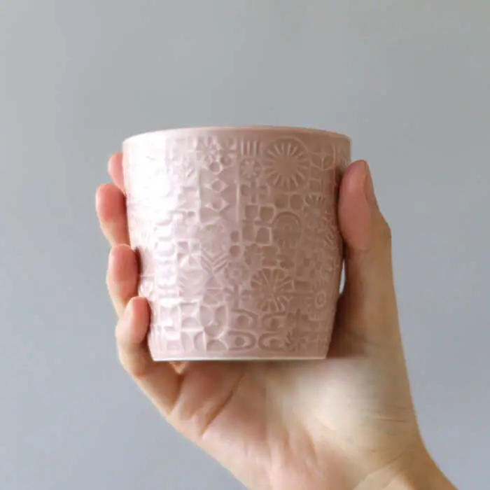【波佐見焼】PATTERNED CUP ペア2色セット morning mist + antique rose　【BIRDS’ WORDS】[CF069]