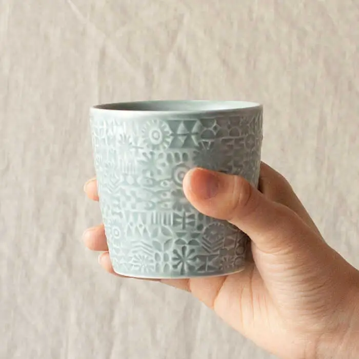 【波佐見焼】PATTERNED CUP ペア2色セット squall gray + antique rose　【BIRDS’ WORDS】[CF070]