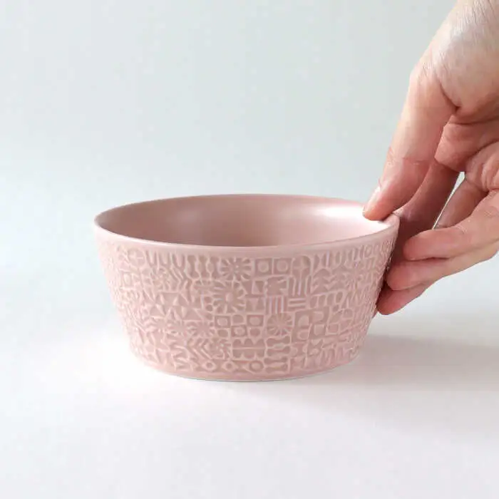 【波佐見焼】PATTERNED BOWL ペア 2点セット squall gray + antique rose 【BIRDS’ WORDS】[CF075]