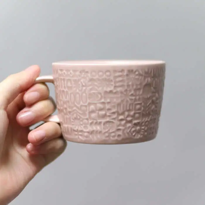 【波佐見焼】PATTERNED MUG ペア2色セット  morning mist＋antique rose 【BIRDS’ WORDS】[CF079]