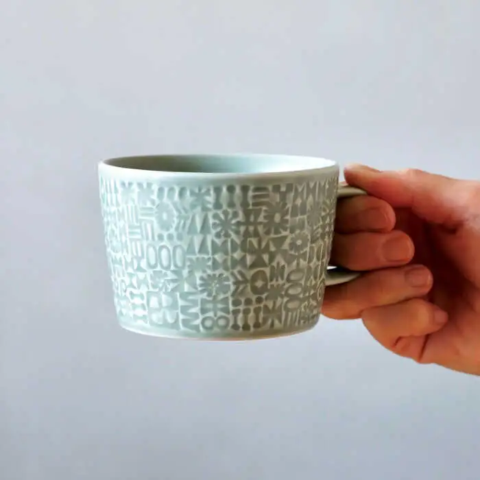 【波佐見焼】PATTERNED MUG ペア2色セット  squall gray＋antique rose 【BIRDS’ WORDS】[CF080]