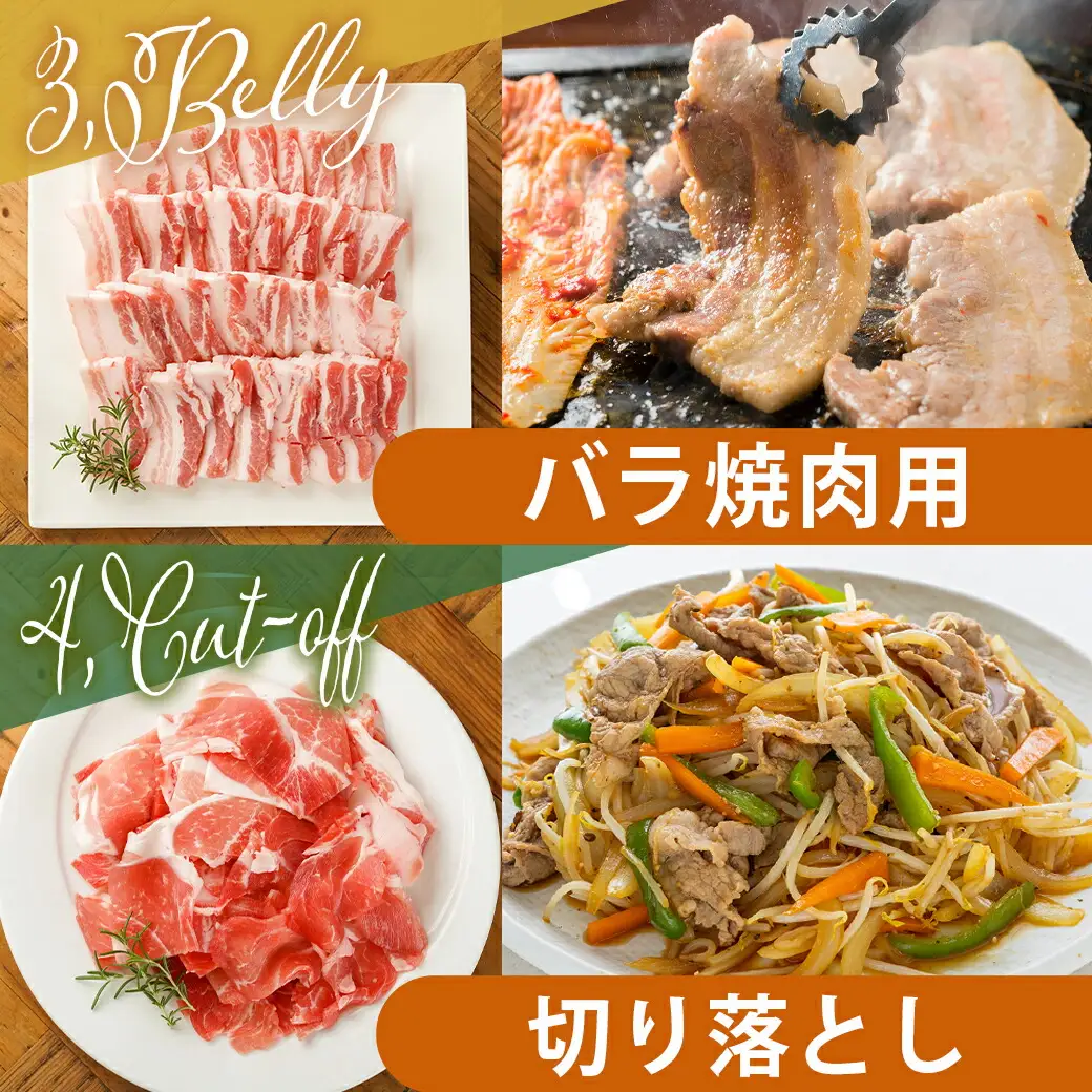 宮崎県産豚肉3kgセット〔MJ-M601〕_(都城市) 宮崎県産豚肉 ローススライス ロース又は肩ロースカツ用 バラ焼肉用 切り落とし ミンチ