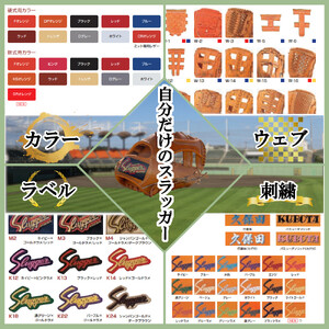 久保田スラッガー 硬式用 オーダーグラブ （フルオーダー、刺繍1カ所、加工なし） ／ マツダスポーツ 野球 投手 内野手 外野手 右利き 左利き グローブ 牛革 プレゼント 奈良県 田原本町