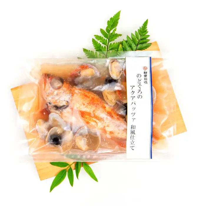 のどぐろのアクアパッツァ　和風仕立て（3尾）【のどぐろ 250g×3袋 魚介類 魚 ノドグロ 惣菜 アクアパッツァ トマト とまと あさり アサリ 洋食 冷凍 個包装 真空パック お歳暮 父の日 母の日】