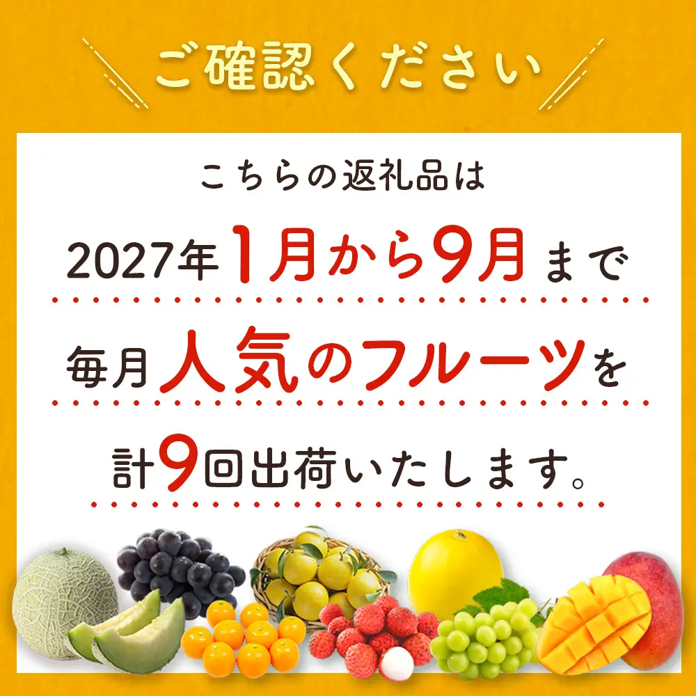 【9か月】フルーツ定期便 2027年出荷  詰め合わせフルーツ F151-27