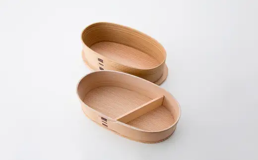 曲げわっぱ 小判弁当 入れ子2段〔中〕　305P6005【工房るわっぱ】