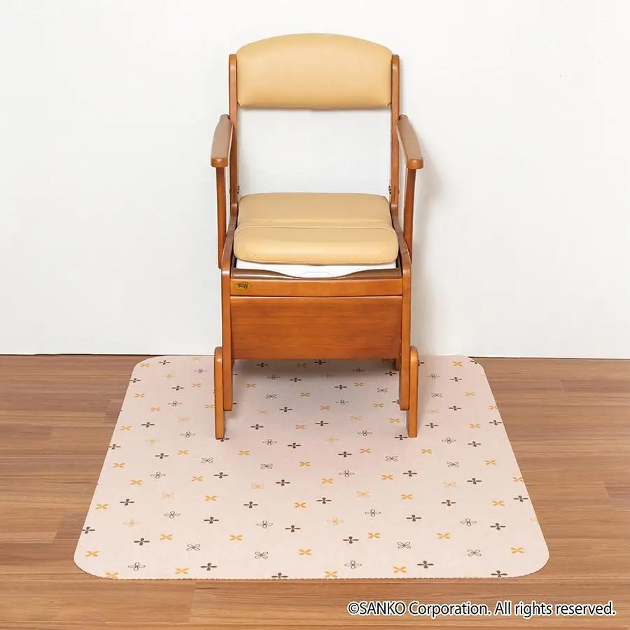 【ベージュ】 サンコー おくだけ吸着 ズレない ポータブルトイレマット 大判 介護 排泄 撥水 KJ-21