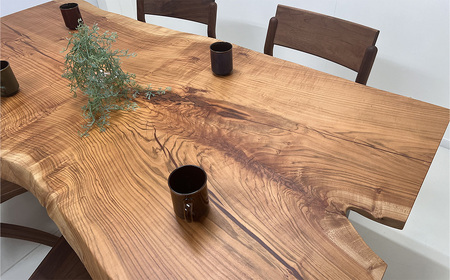 【一点もの】 本桜 銘木 一枚板 ダイニングテーブル _幅1800mm×奥行約890～820mm×高さ705～707mm