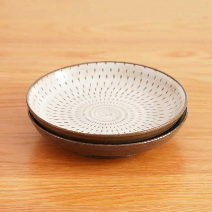 【波佐見焼】刷毛飛び鉋 7寸皿 2枚セット　【団陶器】[PB155]