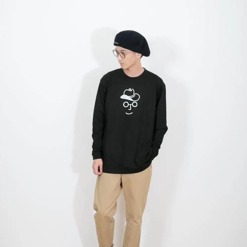 《1》【KEYMEMORY 鎌倉】カウボーイハットイラストロングTシャツ BLACK
