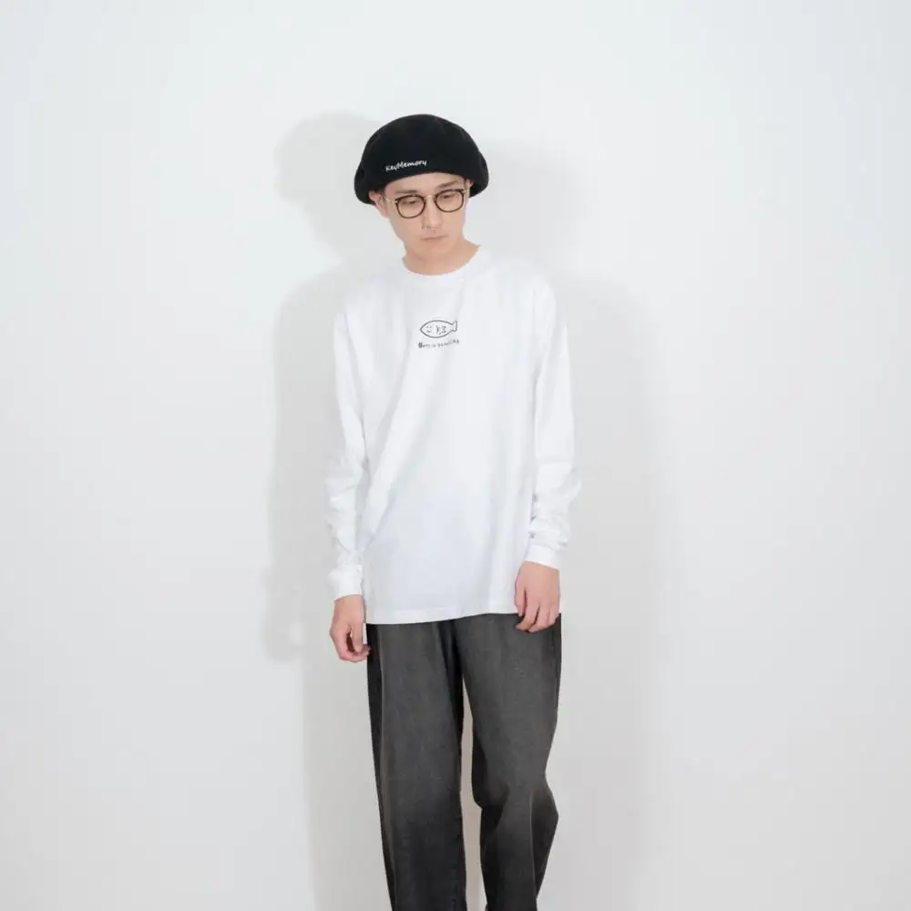 《2》【KEYMEMORY 鎌倉】フィッシュイラストロングTシャツ WHITE