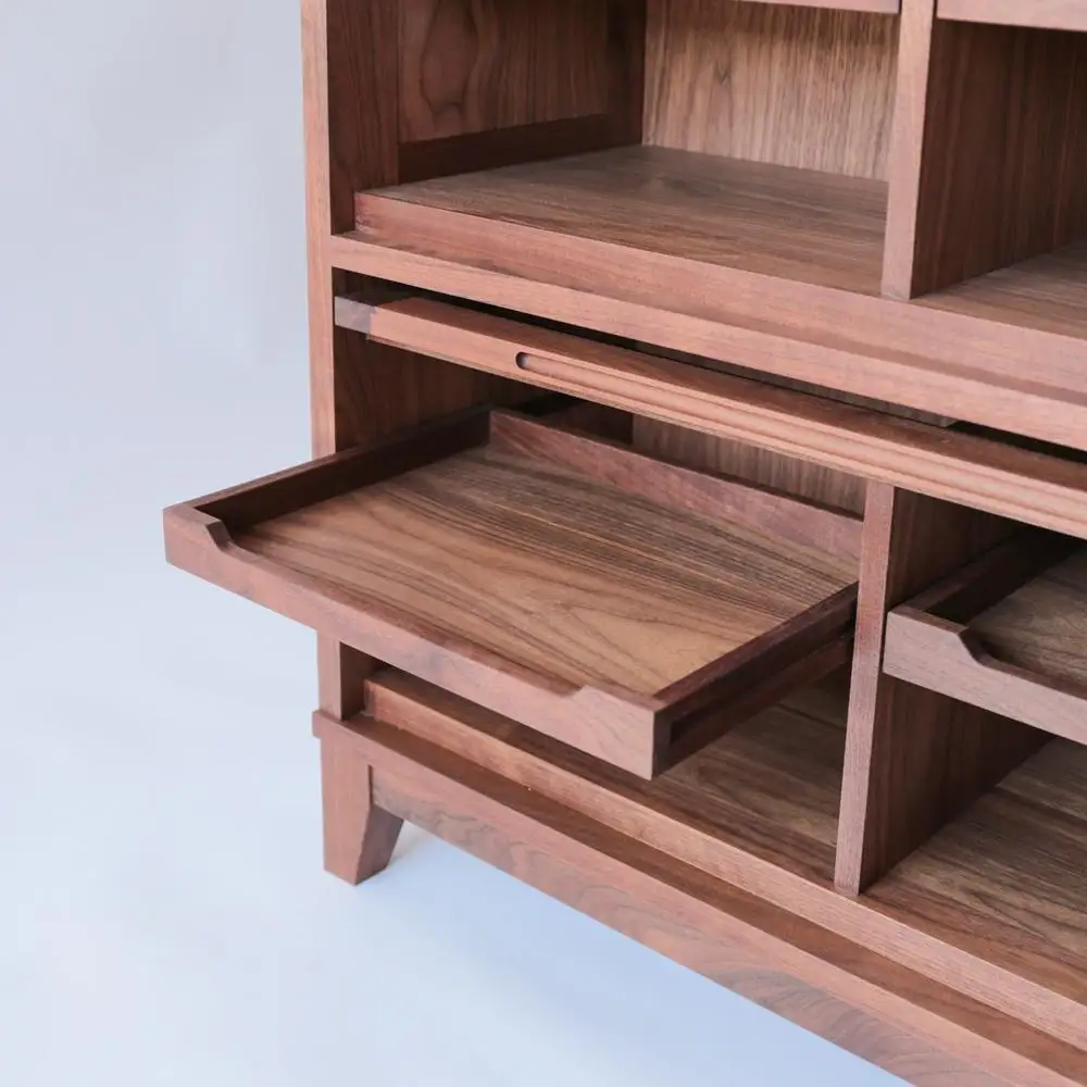 旭川家具 山室家具製作所 ココ キャビネット3段 ウォールナット 【 国産 無垢 インテリア 木製 ナチュラル キャビネット 食器棚 キッチンボード 収納 キッチン 北海道 】_04586