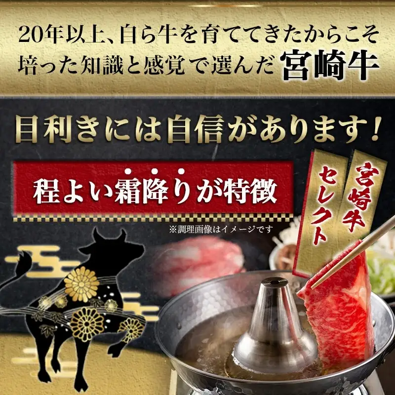 宮崎牛【赤身霜降り】すきしゃぶ350g〔12-6504〕_(都城市) 宮崎牛 ウデまたはモモ スライス すき焼き しゃぶしゃぶ 焼きしゃぶ 贈答用 ギフト