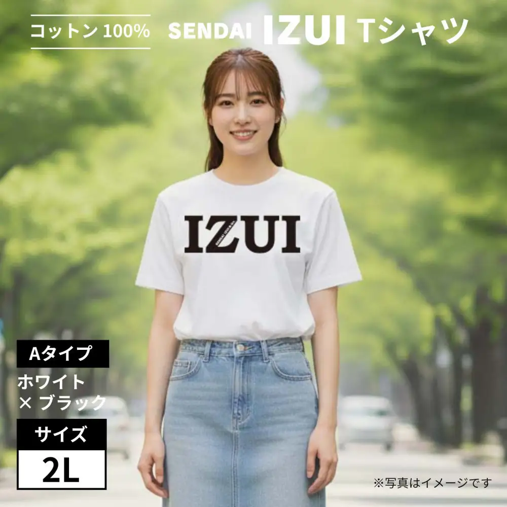 宮城 仙台 Ｔシャツ 綿100% 厚手【SENDAI IZUI & Go.】白×黒　2Lサイズ