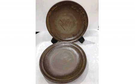 【天満屋選定品】 7.5寸丸皿ペア 【 備前焼 胡麻焼 】