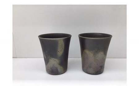 【天満屋選定品】フリーカップペア幅広 【 備前焼 桟切焼 】
