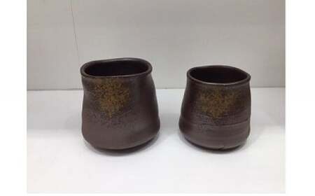 【天満屋選定品】休日と平日の焼酎カップペア 【 備前焼 胡麻焼 】