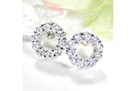 ピアス PT900 プラチナ ダイヤ 0.8ct サークル ラウンドモチーフ スタッドピアス【f208-pt】