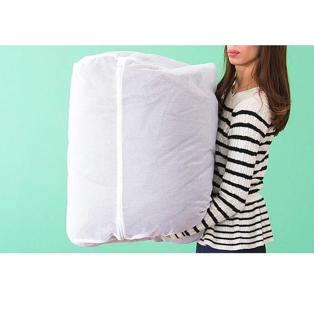 洗濯ネット 立体筒型 約60cm×直径48cm 白 ホワイト 自宅 クリーニング ランドリーネット 布団用 筒型 立体 BYT1009982