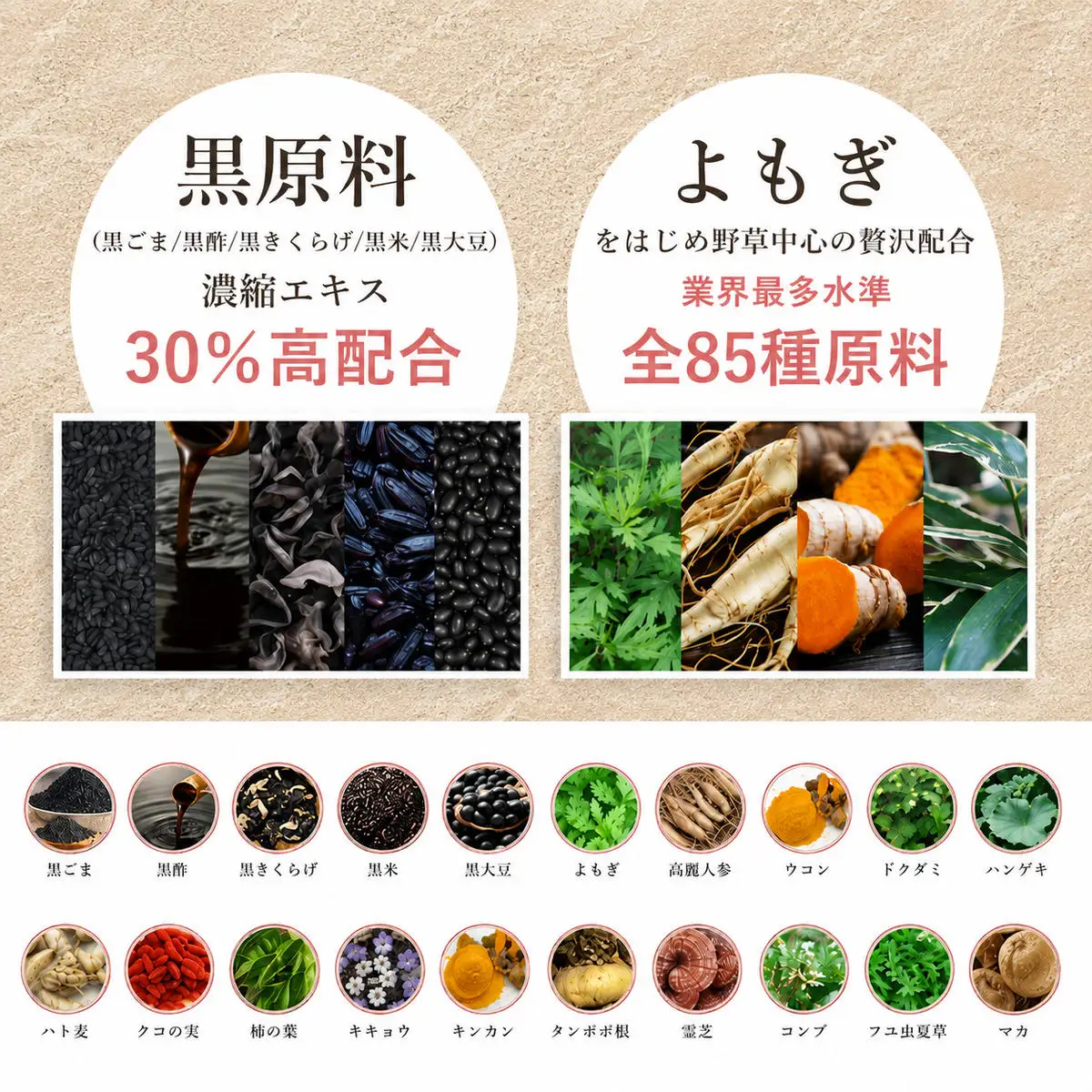黒とよもぎの美漢酵素 30日分 酵素 濃縮タイプ 酵素