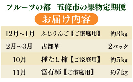 【 定期便 4 回 】 フルーツ の 都 五條市 を 代表 する 果物 定期便 ～ 季節 の 果物 ～  | りんご いちご 柿
