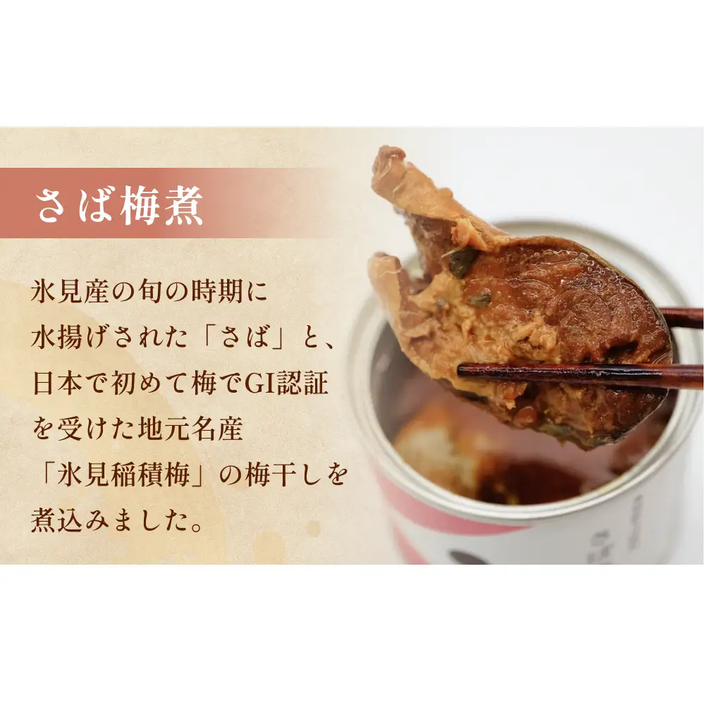 越田商店 缶詰 6缶 ＜さば梅煮＞ 富山県 氷見市 缶詰 魚 非常食 保存食