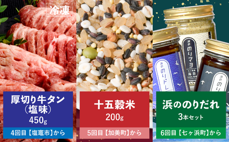 ＊ 共通返礼品 ＊ 定期便 (B) 全6回「 みやぎむすび共通返礼品 」(第1弾)【宮城県 塩竈市と加美町と七ヶ浜町の共通返礼品】sg-b