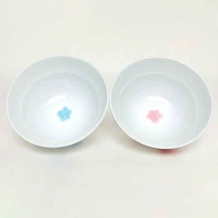 【波佐見焼】一膳どんぶり ミニ丼 梅柄 ペア(赤・青) 食器【大新窯】[DC157]