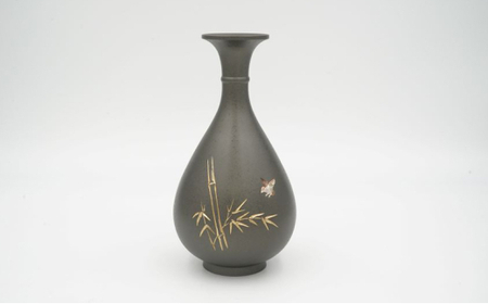 【高岡銅器】花瓶　竹に雀 花器 インテリア 伝統工芸品 職人 手作り 富山県 高岡 FAD-2169